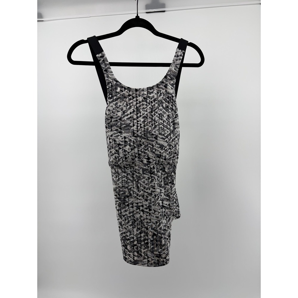 NIKE, Black & White Print Cross Back Tankini Top, Women's Size 3X S186